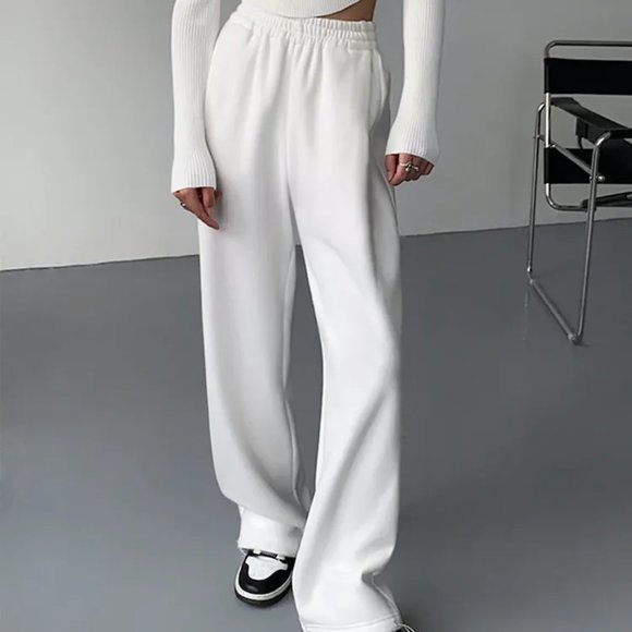 Commense Pants - Commense White Straight-Leg Pants
